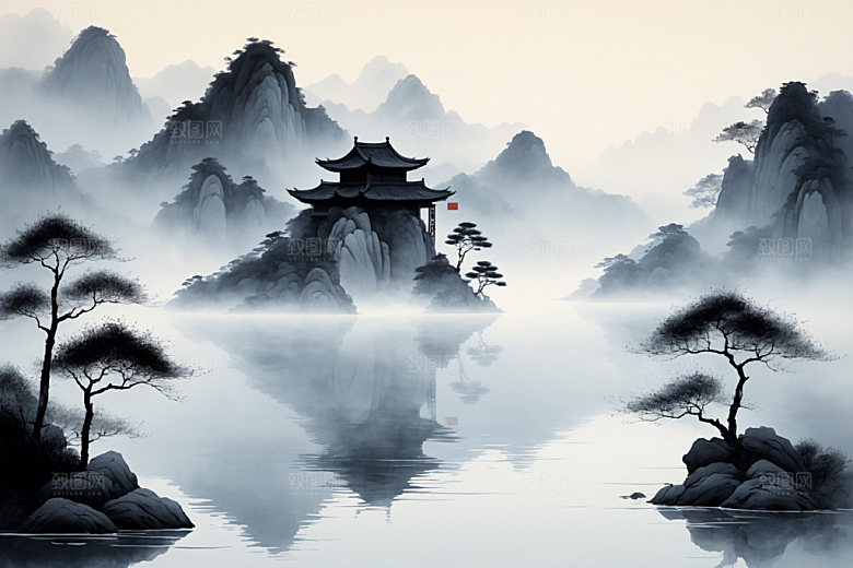 水墨细腻中国风装饰画