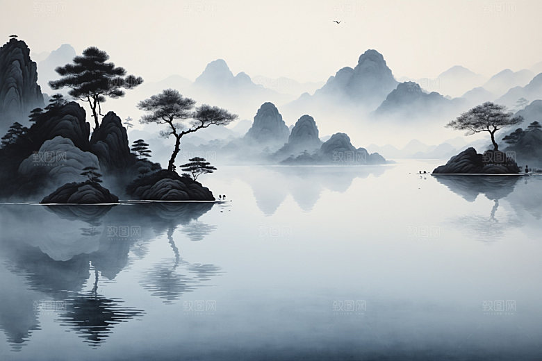 水墨细腻国画装饰画