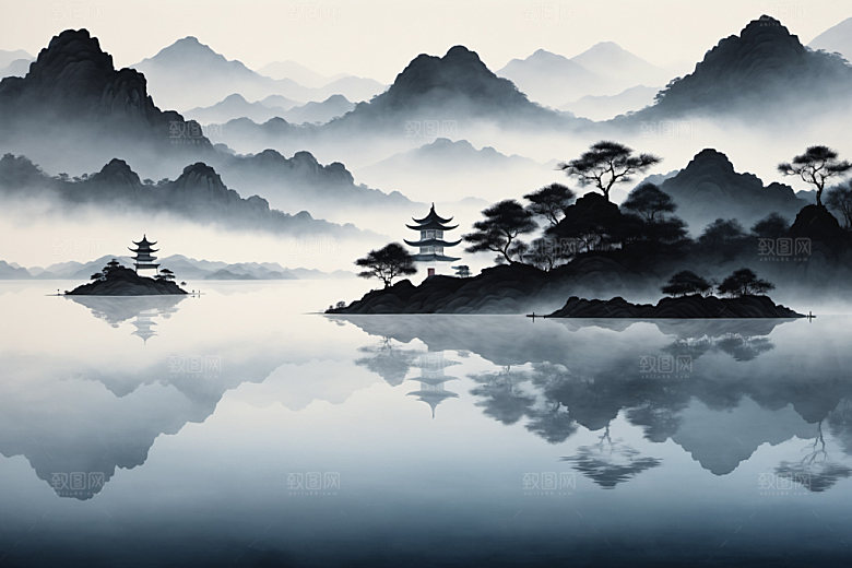 水墨国画细腻装饰画