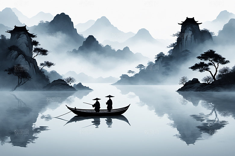 水墨山水唯美装饰画