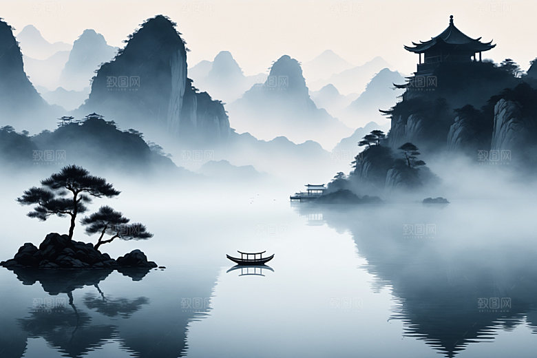 水墨中国风山水装饰画