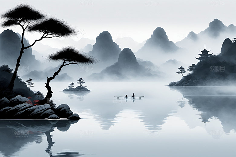 水墨山水意境装饰画