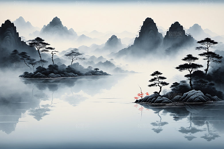 水墨中国风细腻装饰画