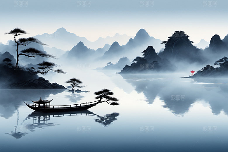 水墨中国风细腻装饰画