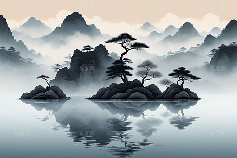 水墨唯美中国风装饰画