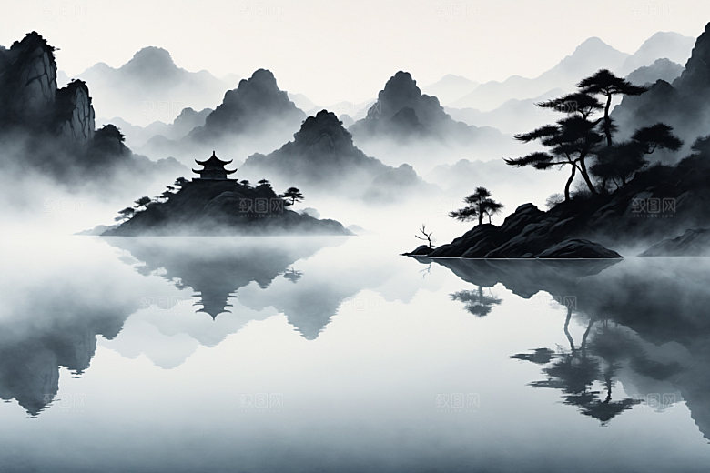 水墨细腻唯美装饰画
