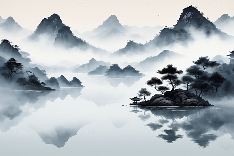 水墨高清细腻装饰画