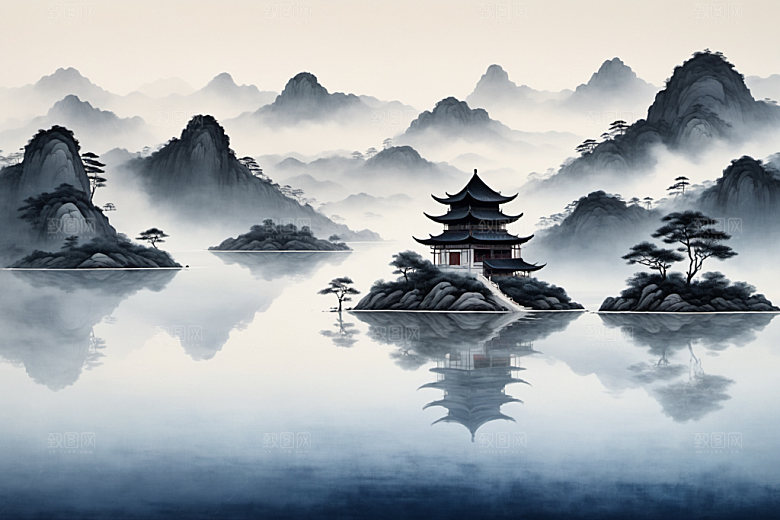 水墨国画细腻装饰画