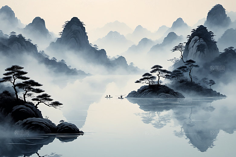 水墨唯美国画装饰画