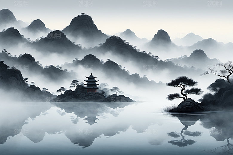 水墨山水高清装饰画
