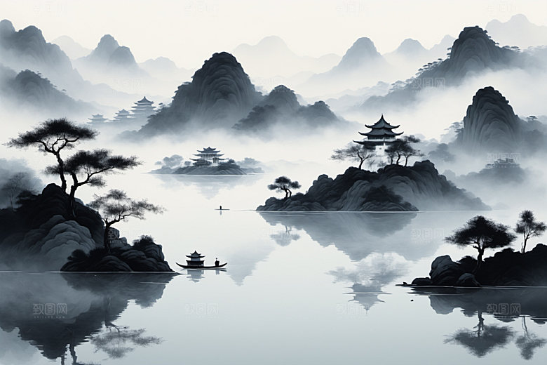 水墨写意唯美装饰画