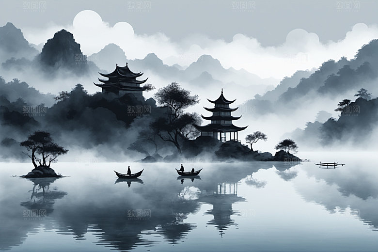 水墨国画细腻装饰画
