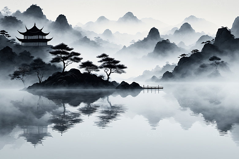 水墨唯美国画装饰画