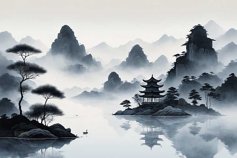水墨唯美国画装饰画