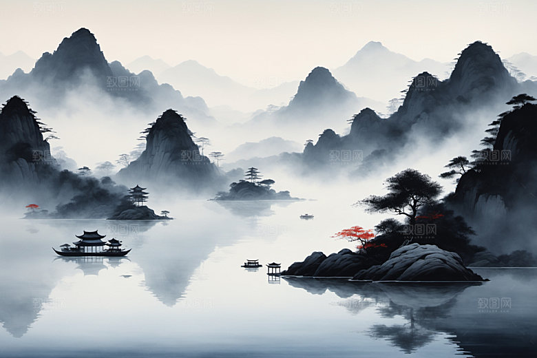 水墨意境细腻装饰画