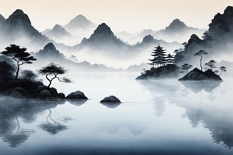 水墨唯美中国风装饰画
