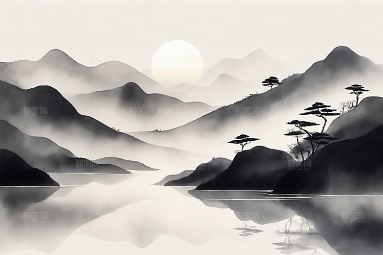 水墨细腻中国风装饰画