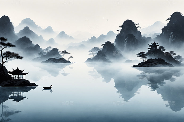水墨山水高清装饰画