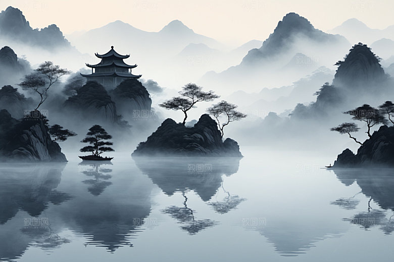 水墨唯美中国风装饰画