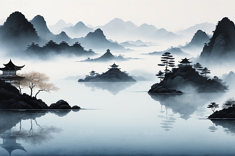 水墨细腻国画装饰画