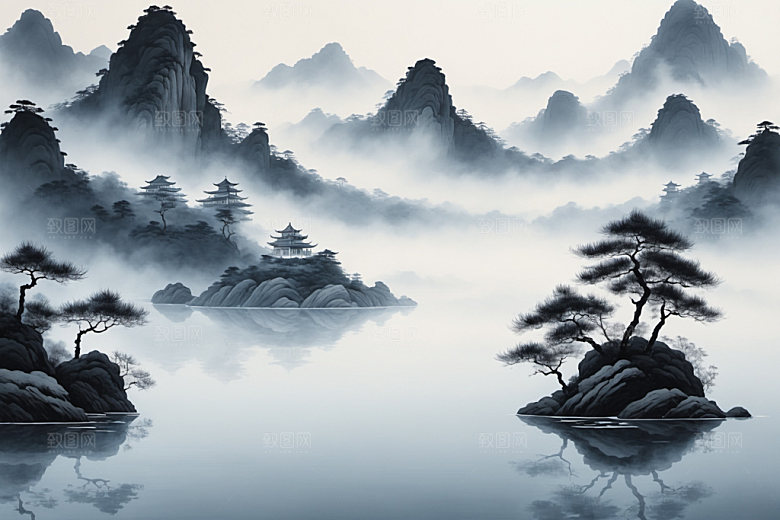 水墨山水唯美装饰画