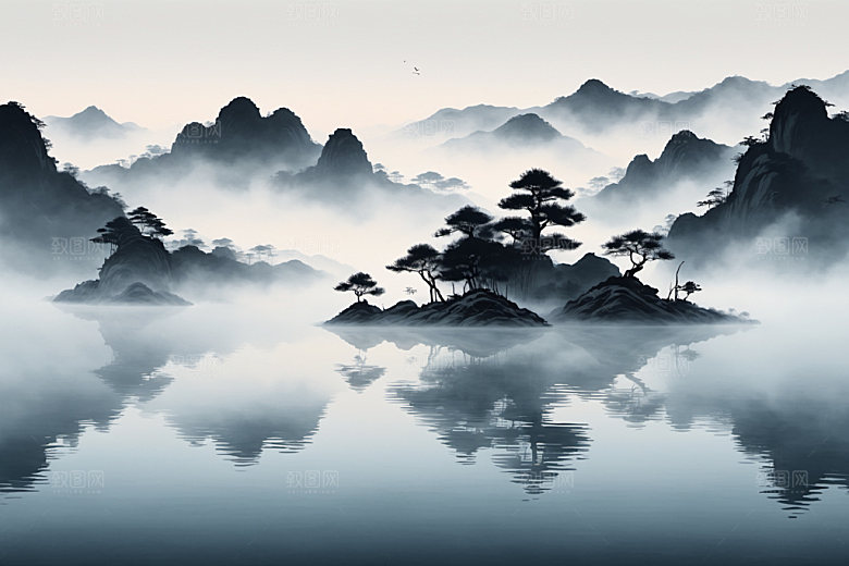 水墨写意山水装饰画