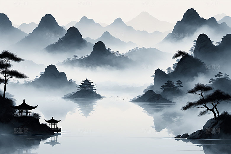 水墨唯美高清装饰画