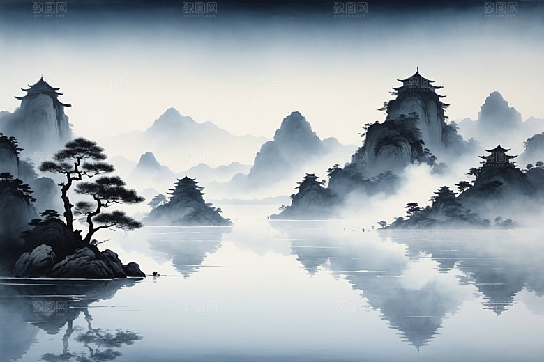 水墨高清山水装饰画
