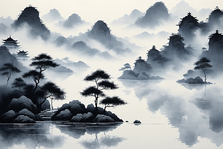 水墨国画山水装饰画