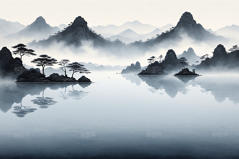 水墨山水高清装饰画
