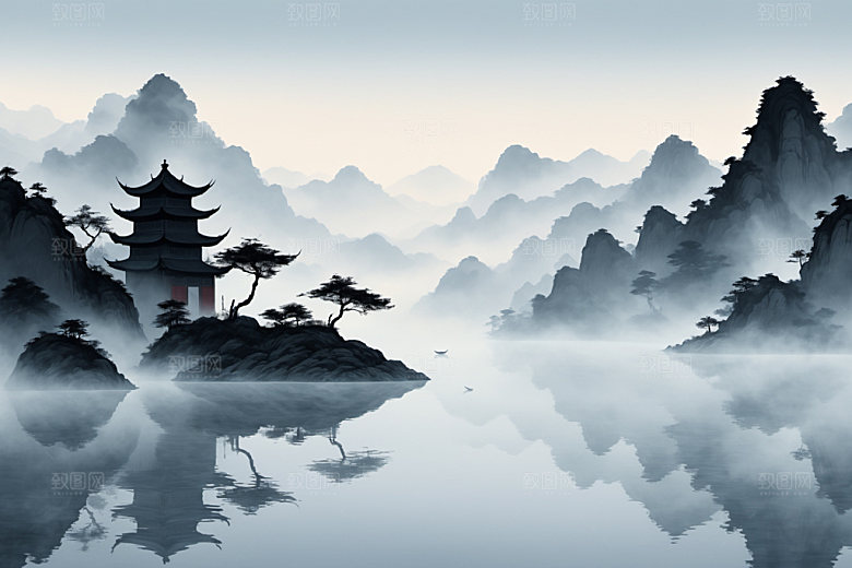 水墨细腻国画装饰画