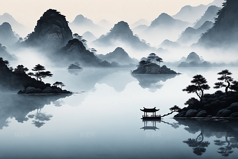 水墨写意唯美装饰画