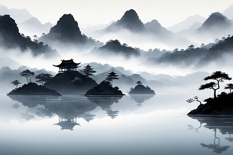水墨中国风山水装饰画