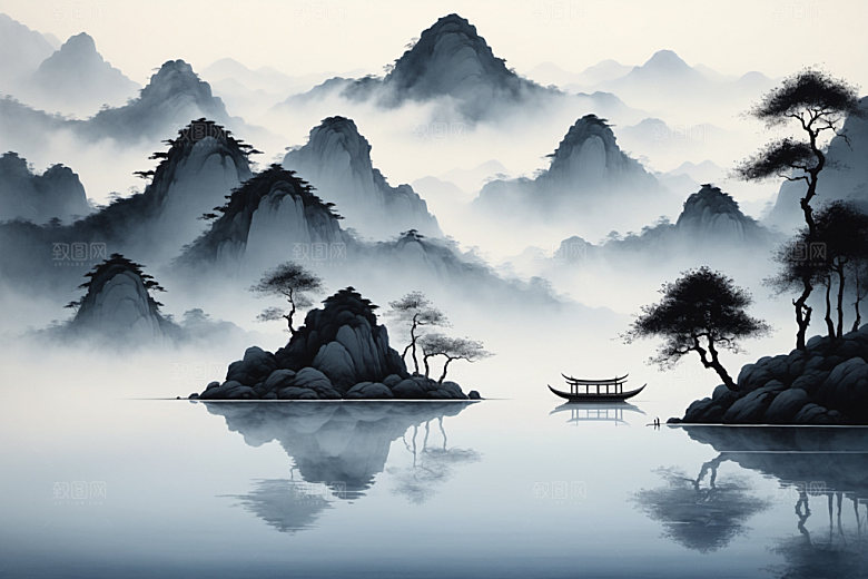 水墨唯美意境装饰画