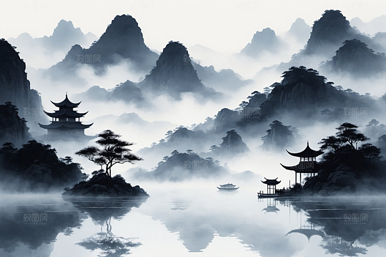 水墨高清山水装饰画