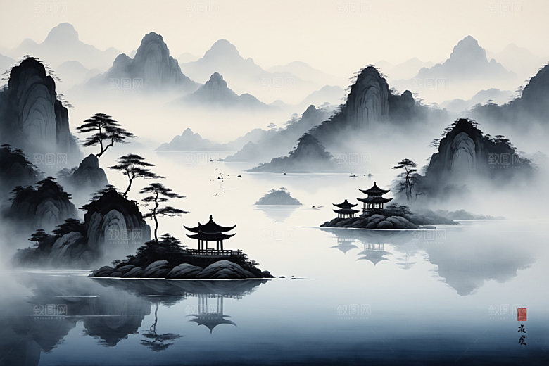 水墨意境唯美装饰画