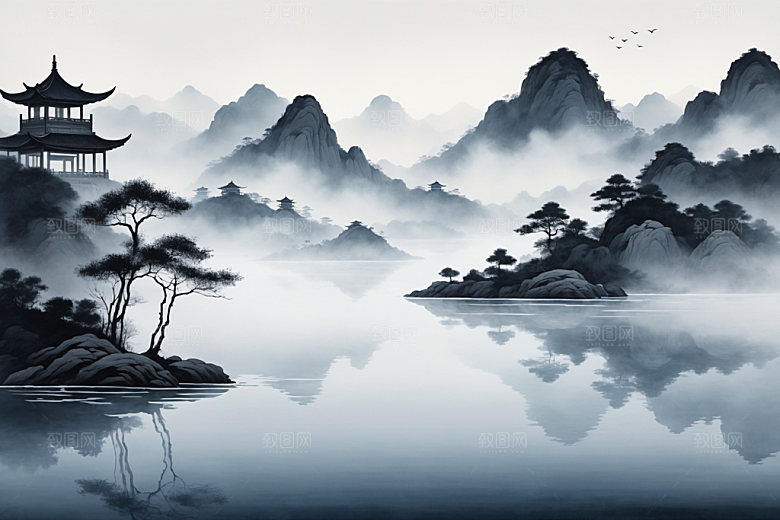 水墨高清细腻装饰画