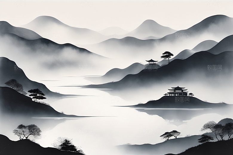 水墨唯美高清装饰画