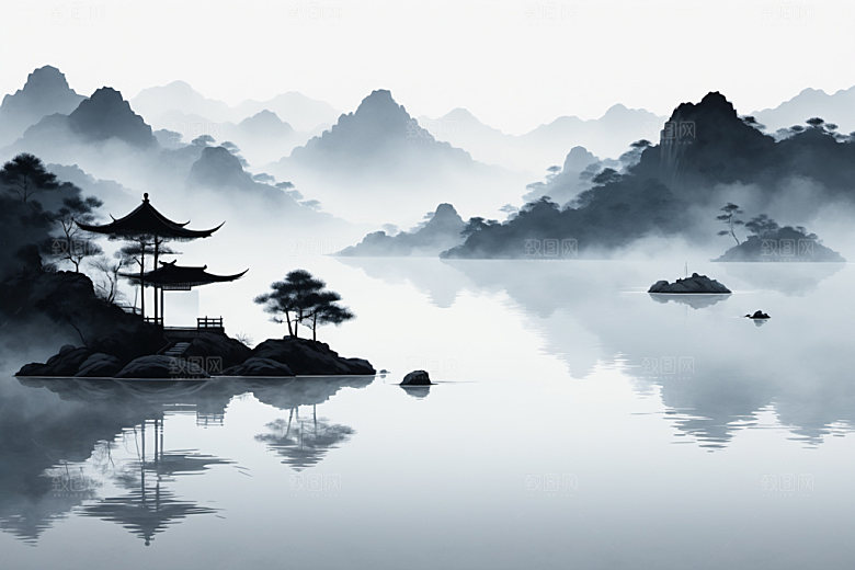 水墨山水唯美装饰画