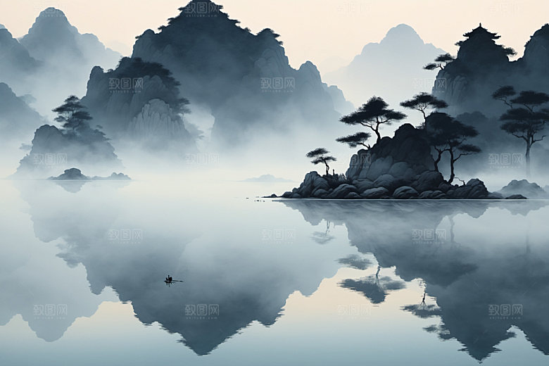 水墨细腻唯美装饰画