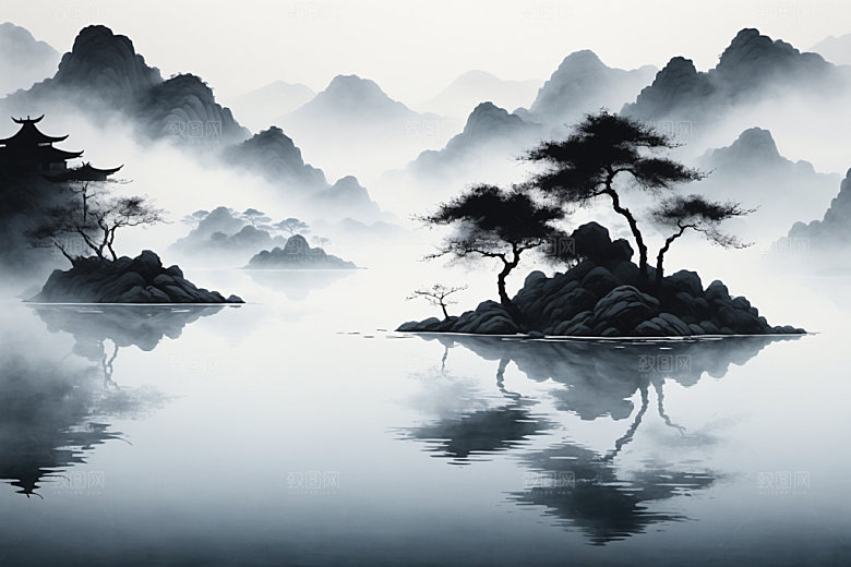 水墨细腻国画装饰画