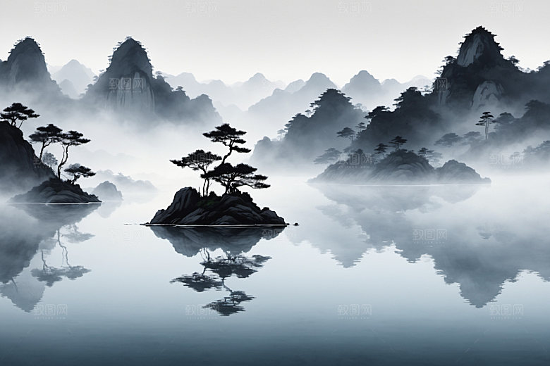 水墨山水中国风装饰画