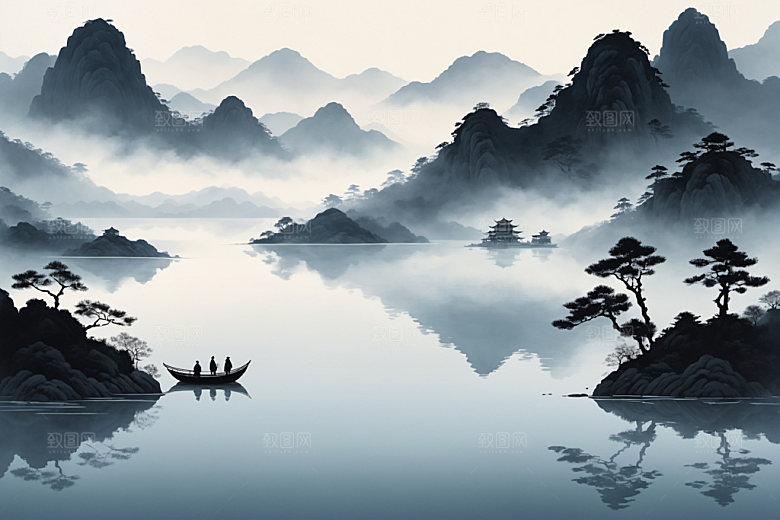 水墨山水国画装饰画