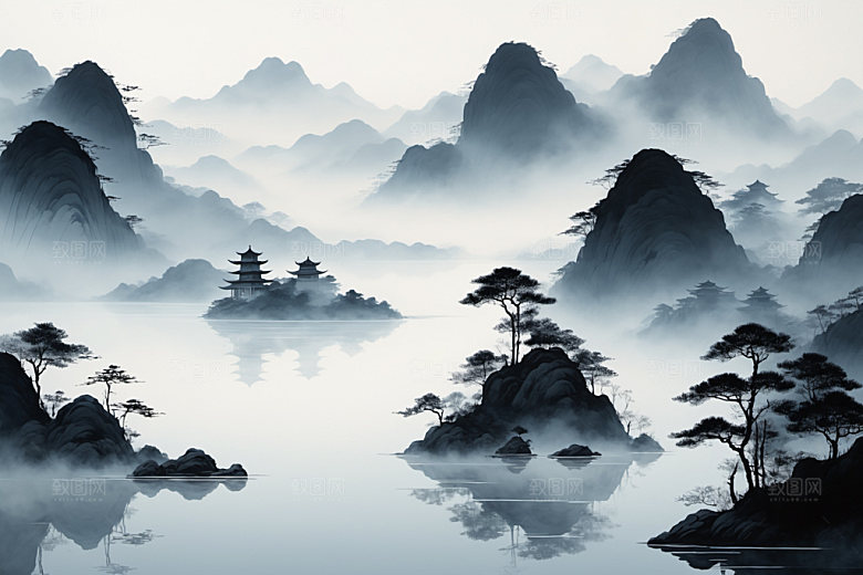 水墨细腻高清装饰画