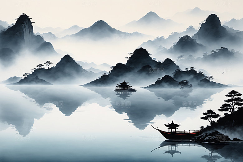 水墨国画细腻装饰画