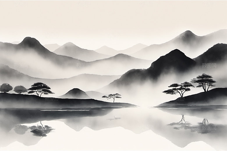 水墨山水中国风装饰画