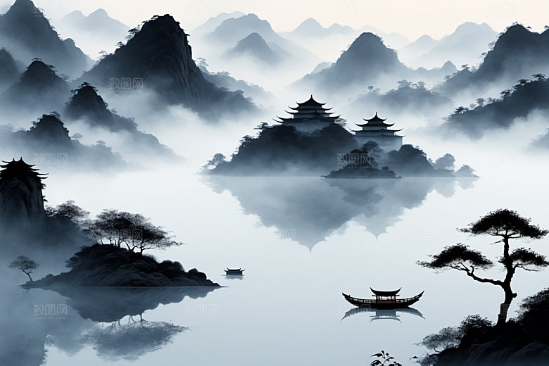 水墨唯美中国风装饰画
