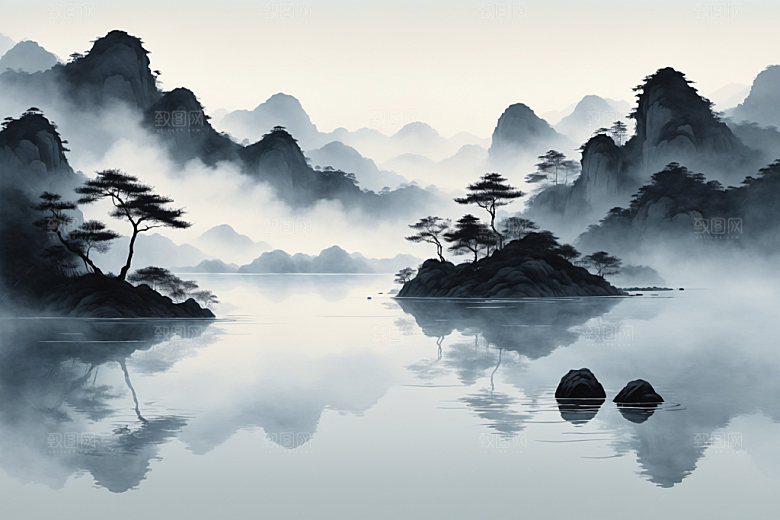 水墨国画山水装饰画