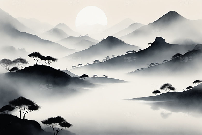 水墨写意唯美装饰画