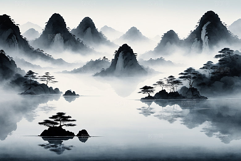 水墨唯美中国风装饰画